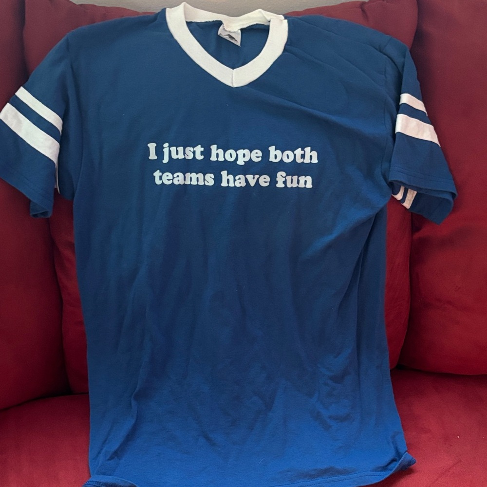 Blue Graphic generic sports Tee with White Stripes